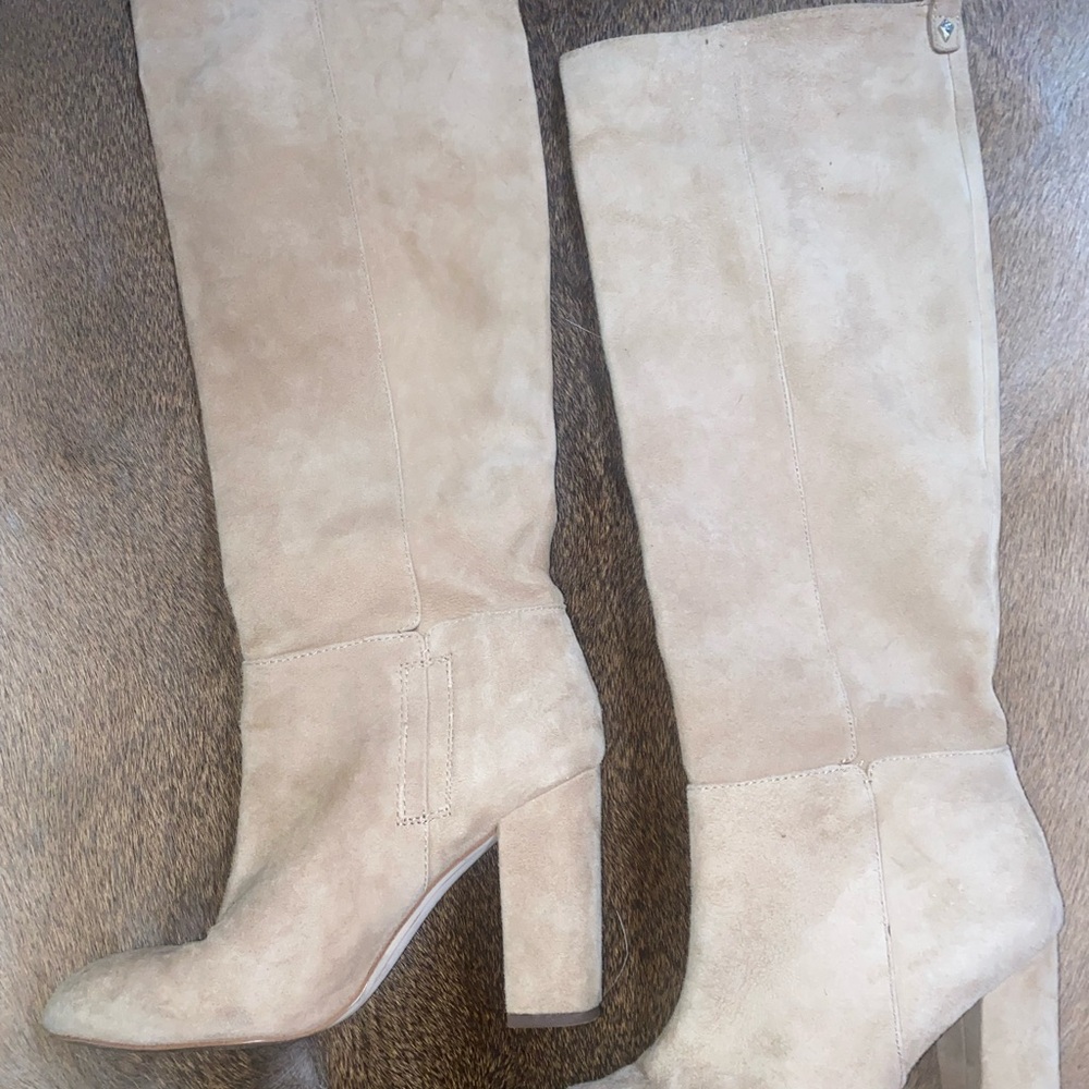Sam Edelman Tan Heeled Boots with Chunky Heel